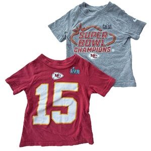 Nike Patrick Mahomes 2T Red Tee + Chiefs Super Bowl LVII Tee 3T Toddler Bundle